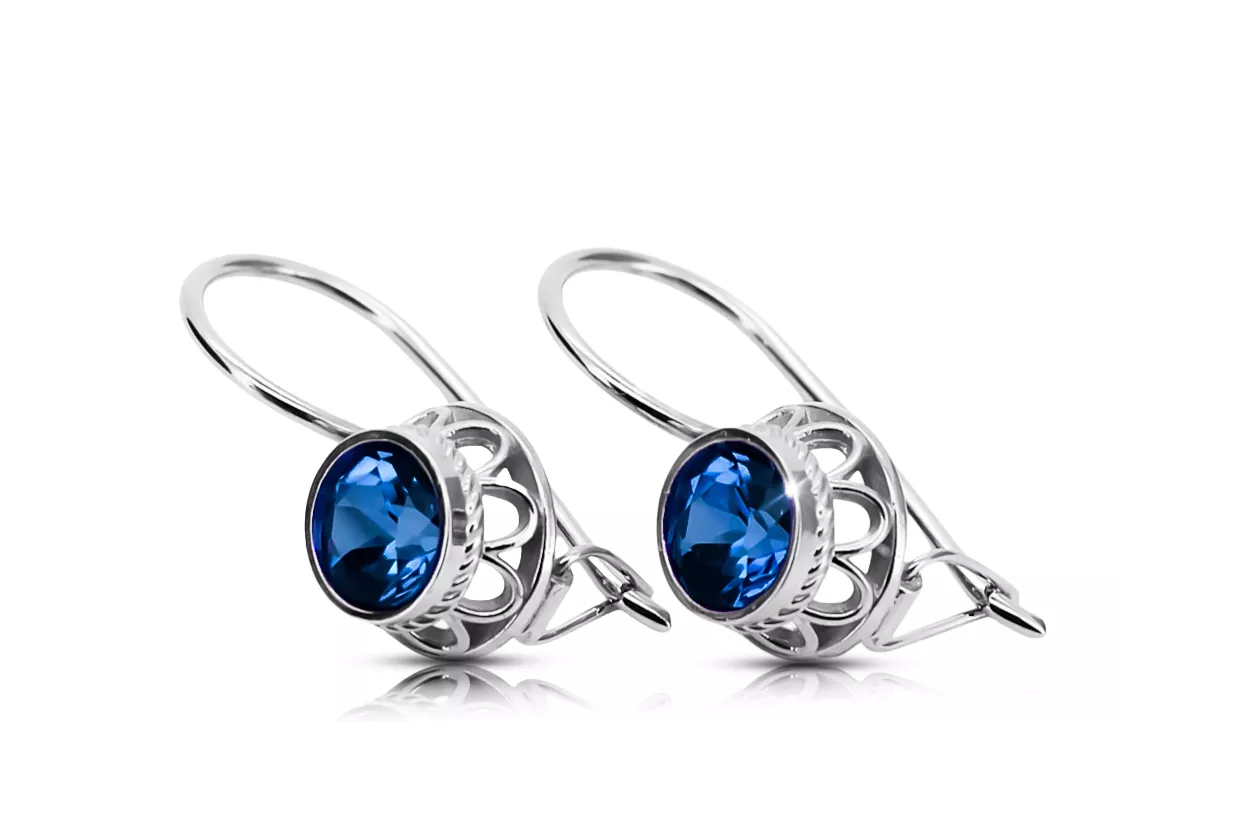 Sterling silver 925 Sapphire Earrings Vintage craft vec117s Sterling silver 925 Sapphire Earrings Vintage craft vec117s
